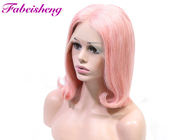 1b اللون الوردي الجبهة الرباط الباروكة بوب صحي شعر الإنسان موجة 180 ٪ الكثافة