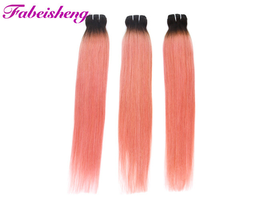ملحقات الشعر الوردي اللون مع إغلاق / أومبير البرازيلي نسج الشعر البشري